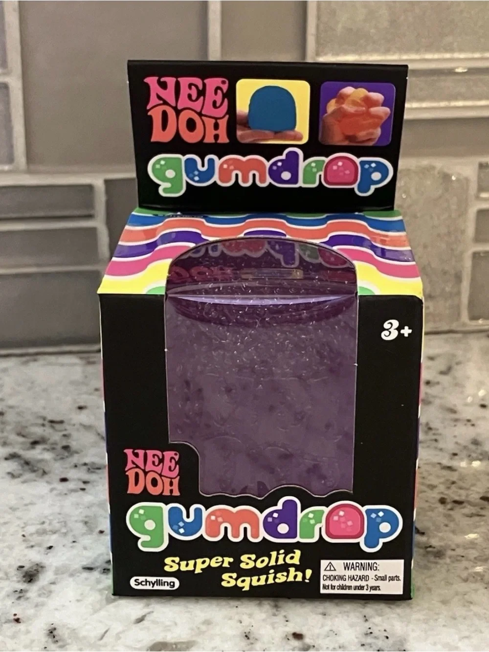 Schylling NeeDoh Gumdrop Super Solid Squish Squeeze Toy, Purple